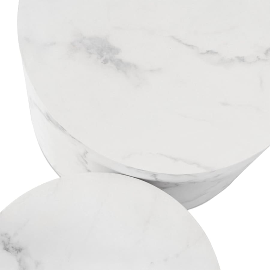 Lot de 2 tables basses couleur marbre blanc