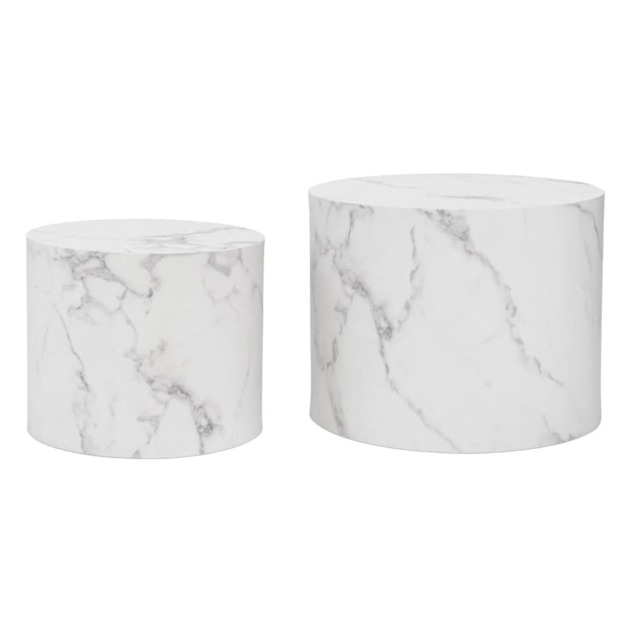 Lot de 2 tables basses couleur marbre blanc