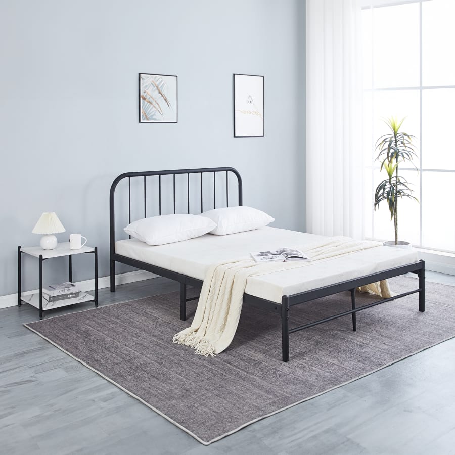 Lit double m&eacute;tal noir 140x190 cm