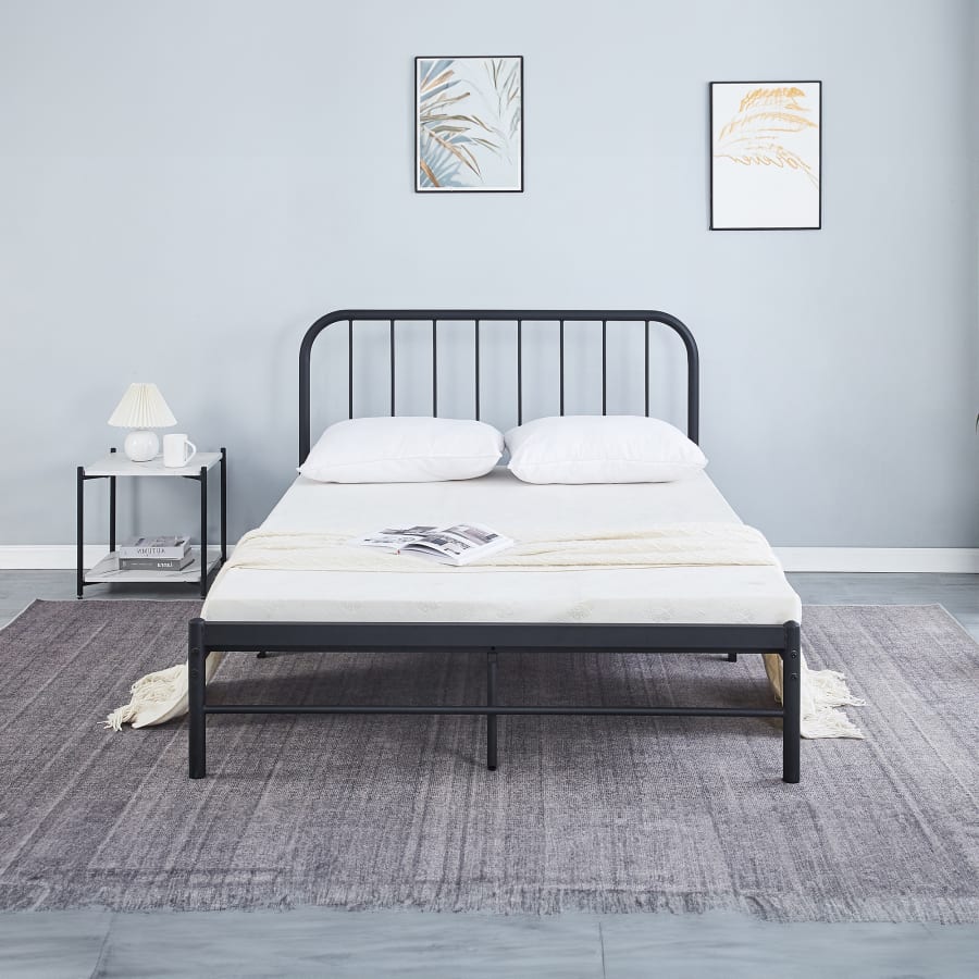 Lit double m&eacute;tal noir 140x190 cm