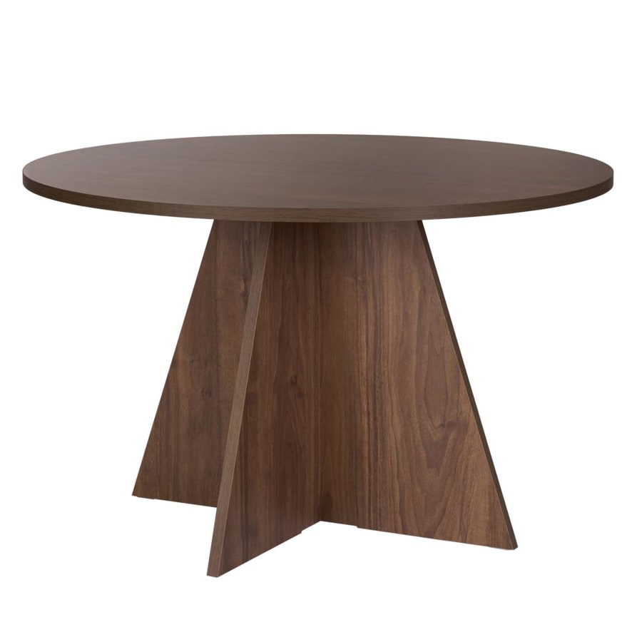 Table &agrave; manger ronde couleur bois fonc&eacute; D120 cm