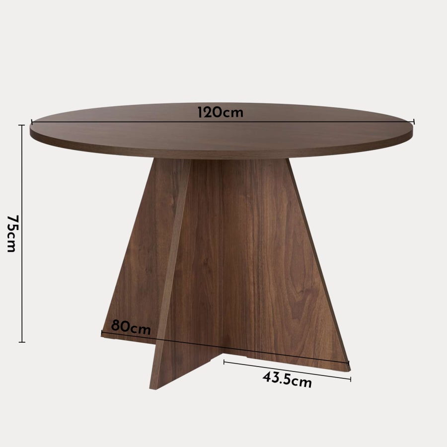 Table &agrave; manger ronde couleur bois fonc&eacute; D120 cm