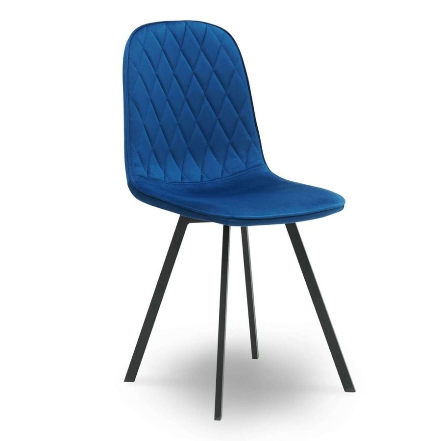 Ensemble table &agrave; manger + 4 chaises design en tissu bleu