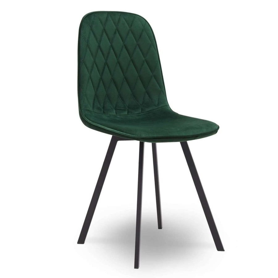 Ensemble table &agrave; manger + 4 chaises design en tissu vert
