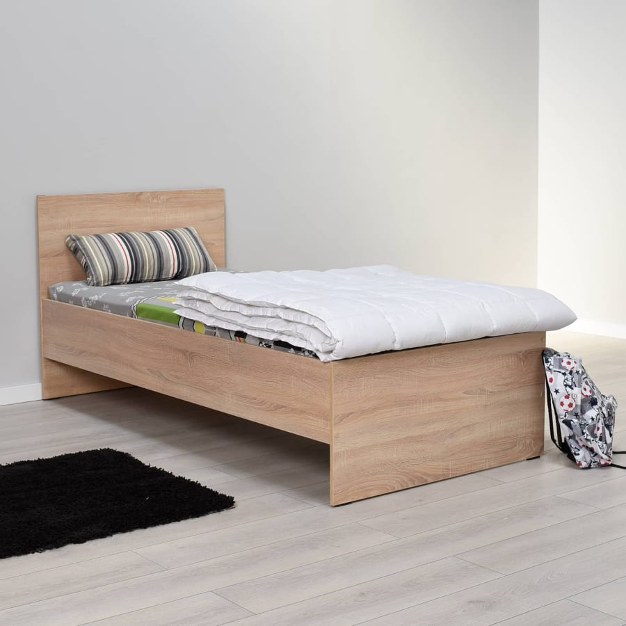 Lit 1 place couleur ch&ecirc;ne 90 x 190 cm