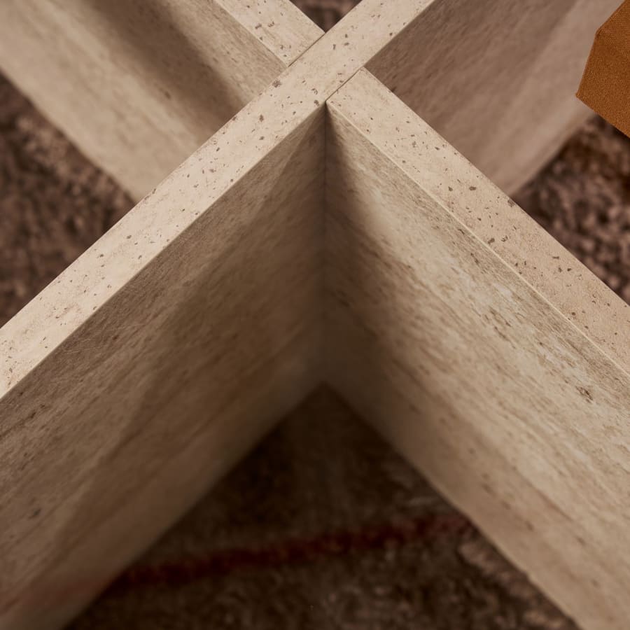 Table basse ronde en verre pi&egrave;tement beige D75 cm