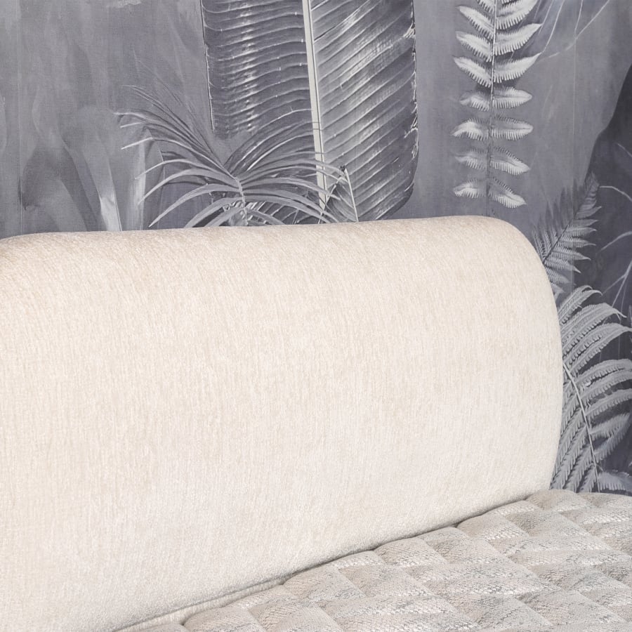 Lit double en tissu beige avec coffre 140x190 cm