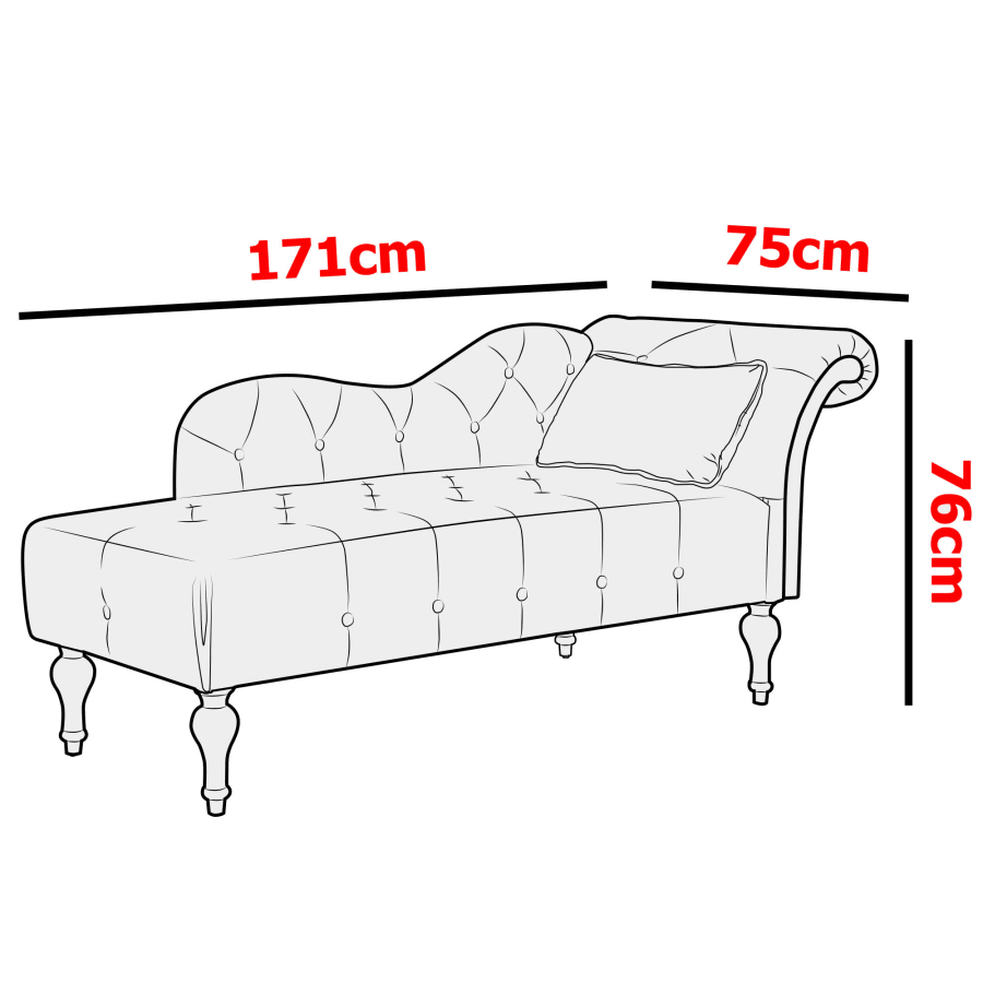 Méridienne capitonné en velours gris – Angle Gauche