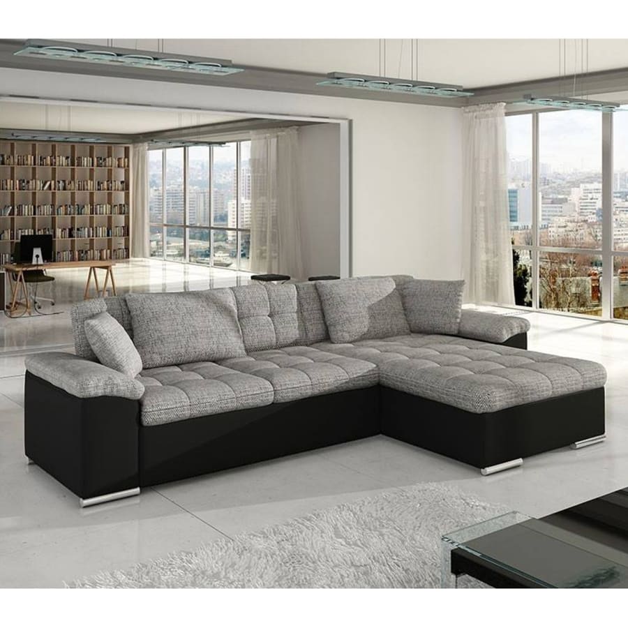 Canap&eacute; convertible gris et noir - Angle Droit