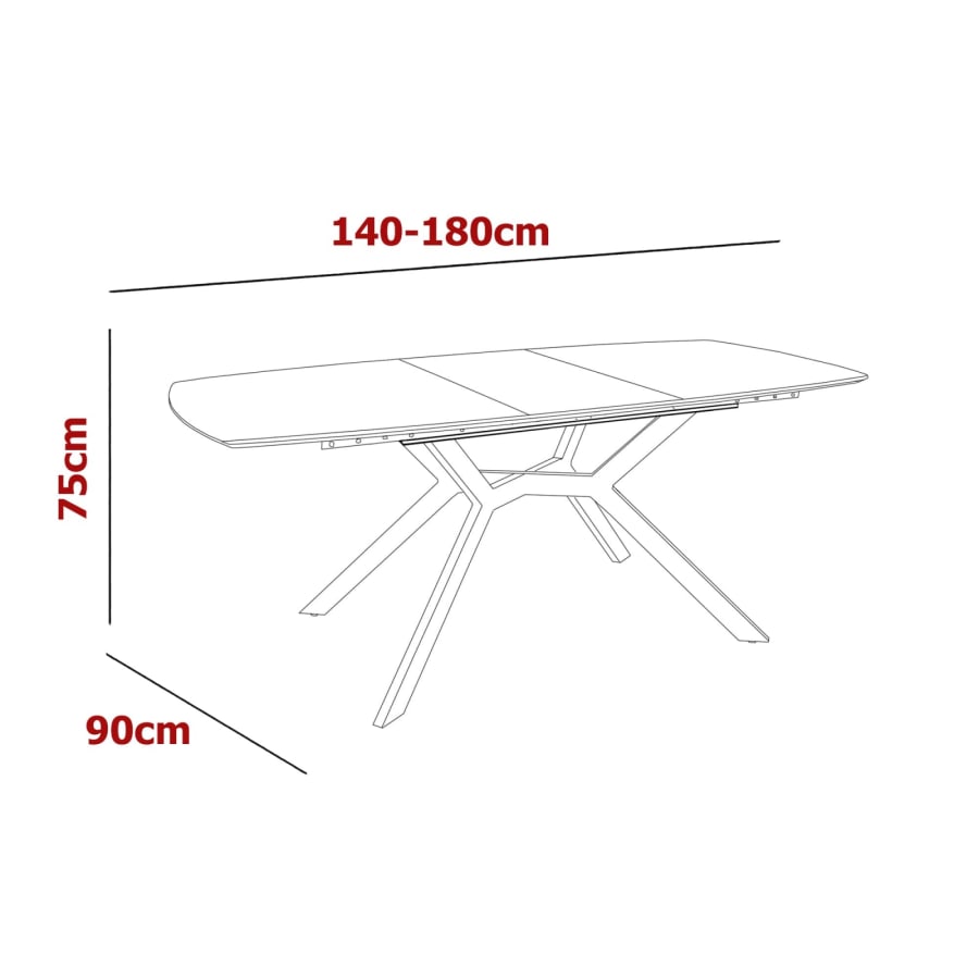 Table &agrave; manger extensible 6-8 personnes blanc laqu&eacute; pieds m&eacute;tal