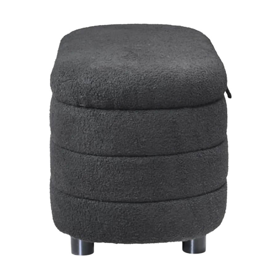 Banquette coffre en tissu effet peau de mouton noir