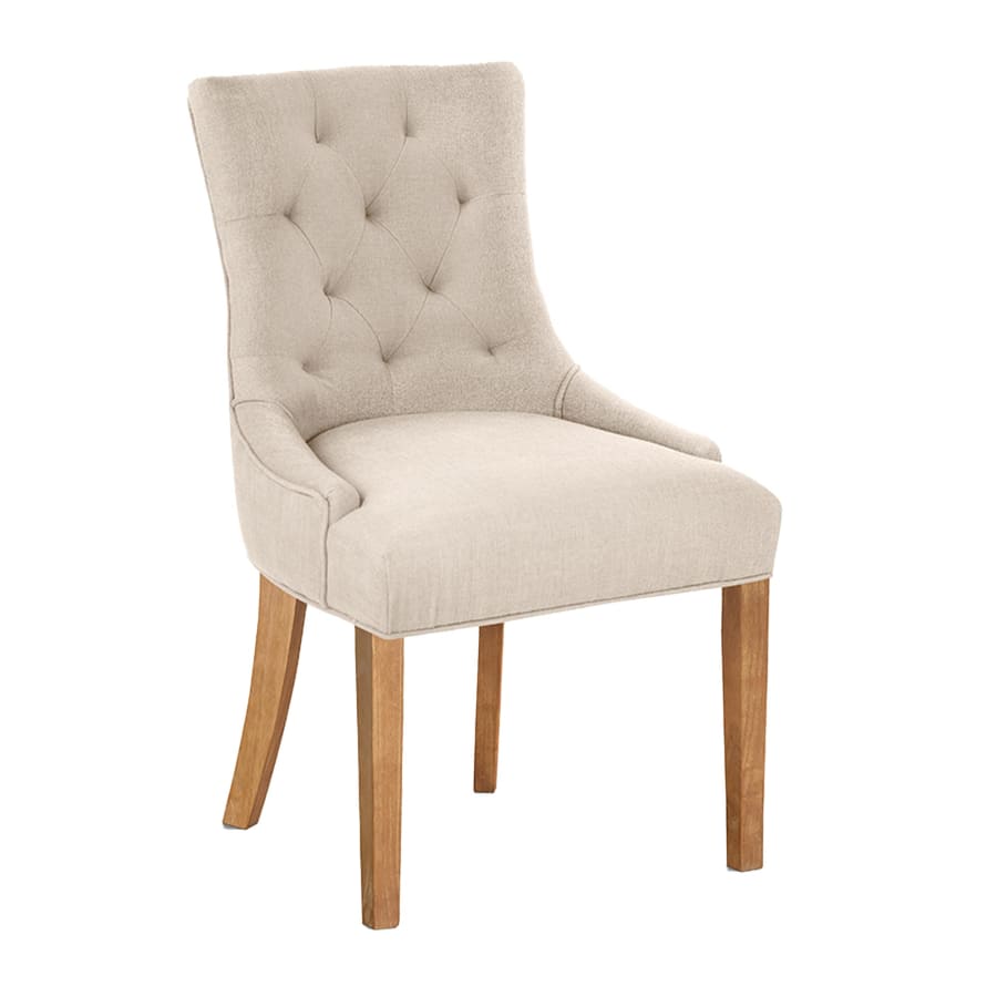 Lot de 2 chaises en tissu beige piètement bois