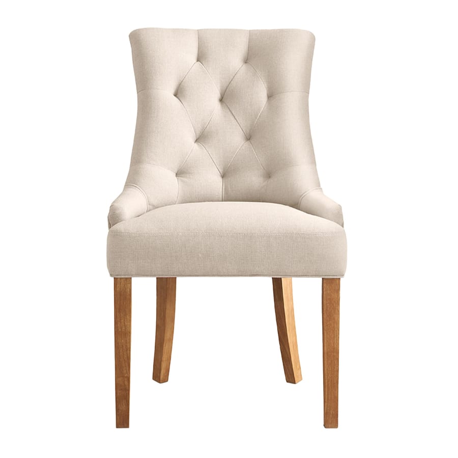 Lot de 2 chaises en tissu beige piètement bois
