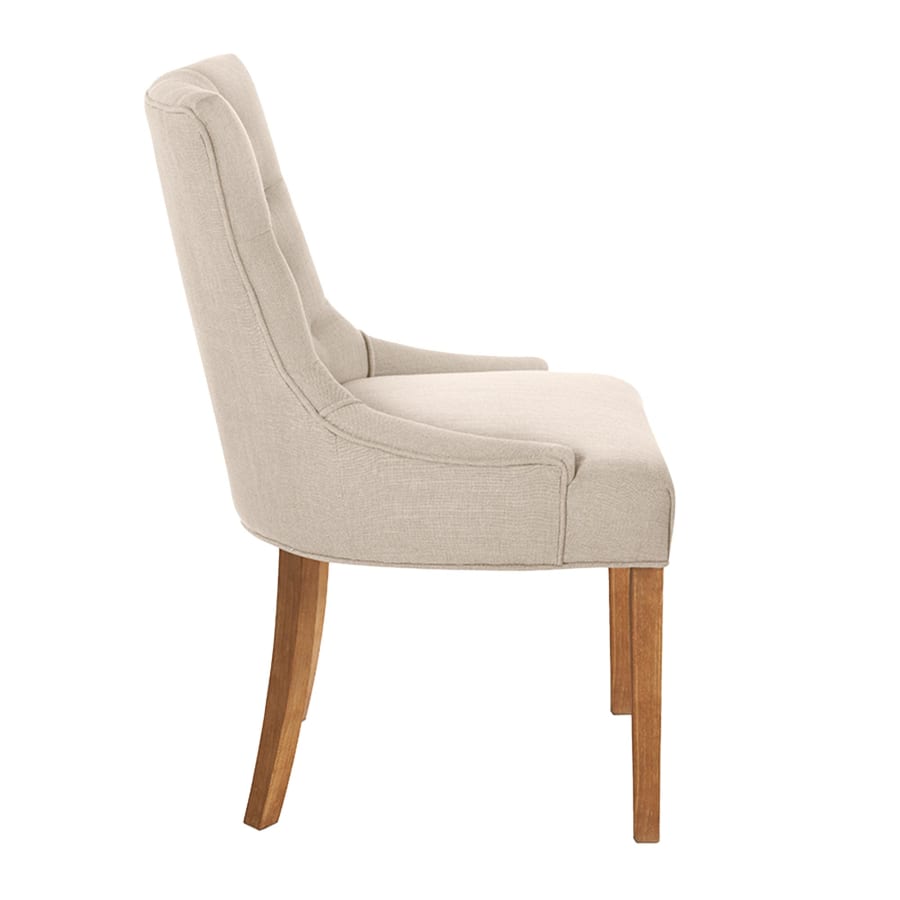 Lot de 2 chaises en tissu beige piètement bois