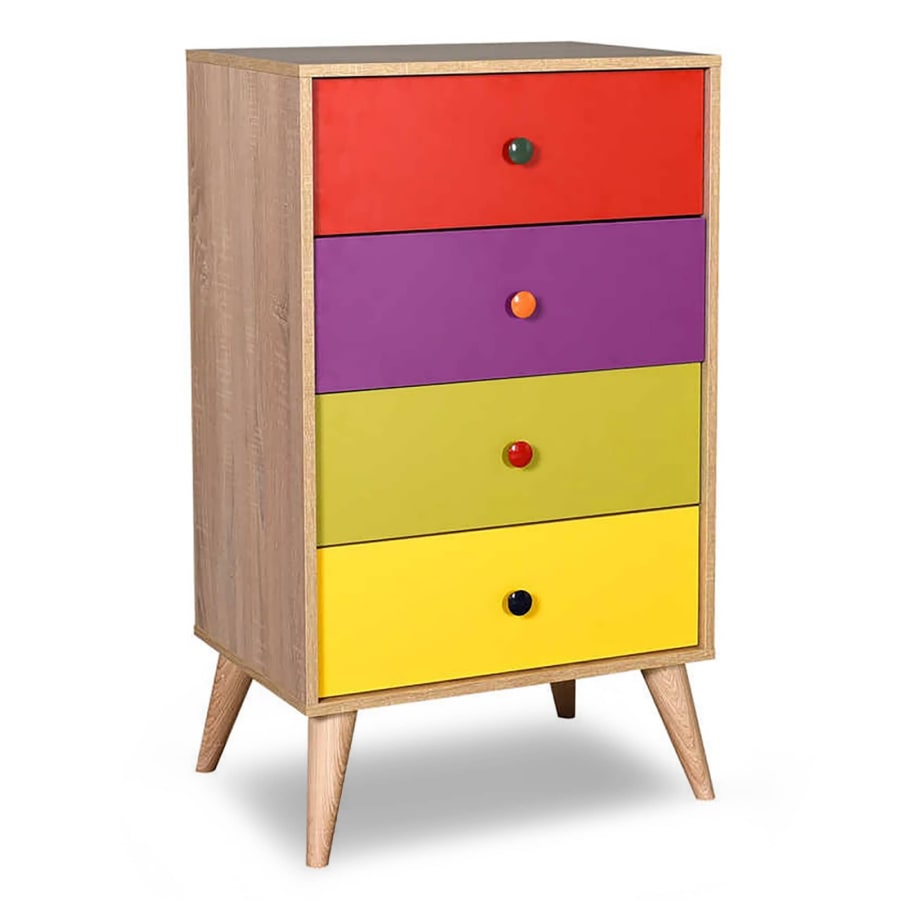 Commode scandinave 4 tiroirs multicolore MABEL