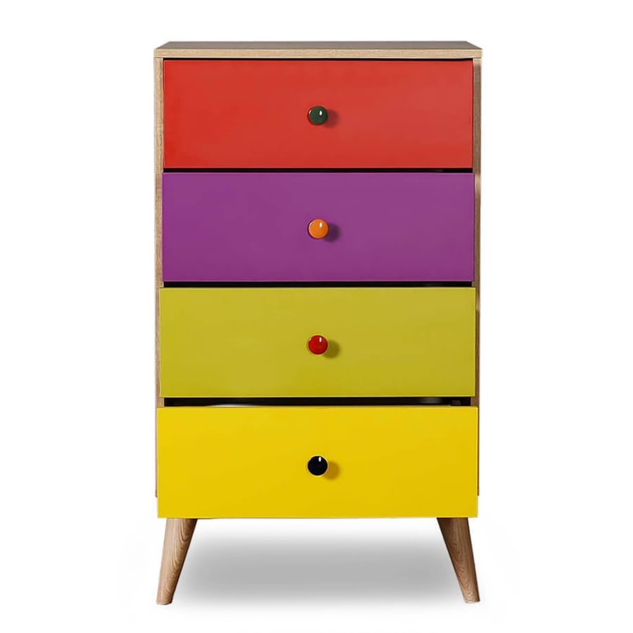 Commode scandinave 4 tiroirs multicolore MABEL