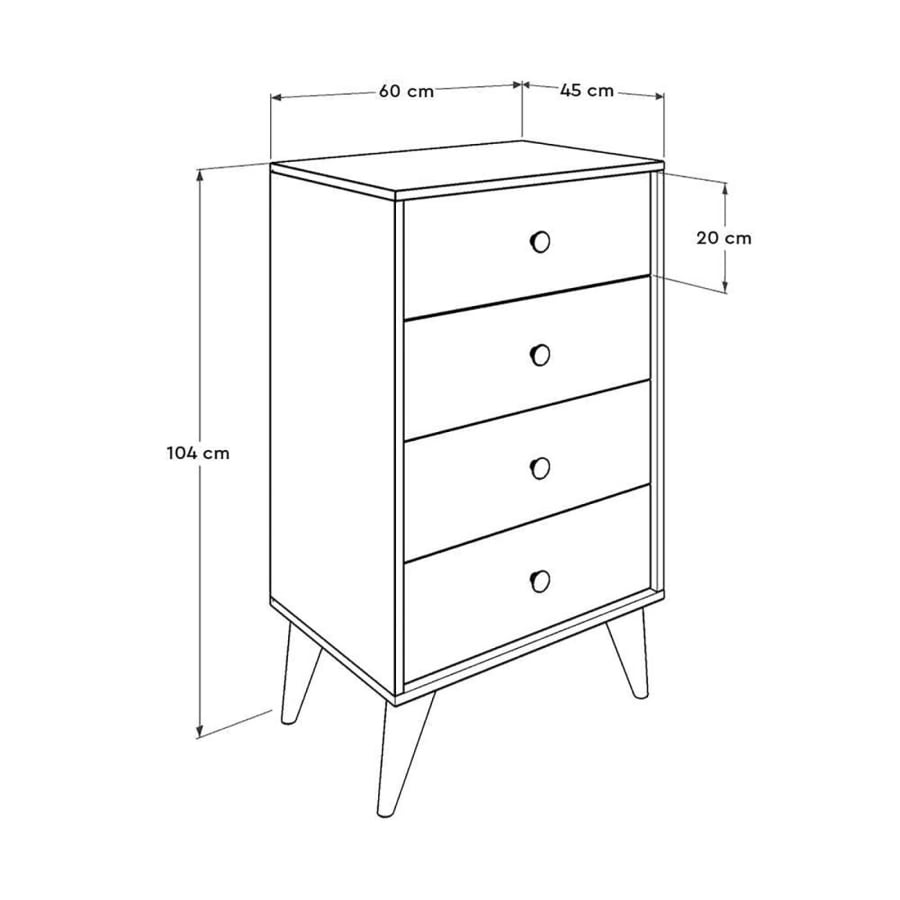 Commode scandinave 4 tiroirs multicolore MABEL