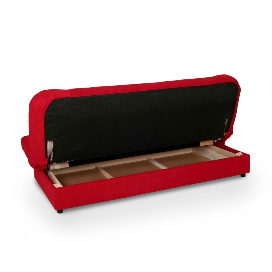 Banquette clic clac convertible en tissu rouge