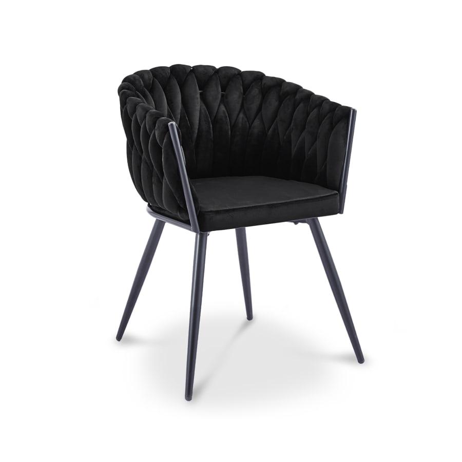 Lot de 2 chaises en velours noir pieds en métal noir