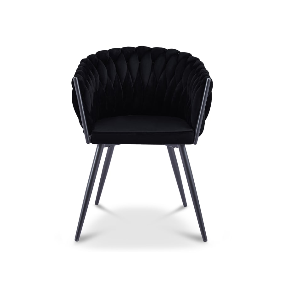 Lot de 2 chaises en velours noir pieds en métal noir