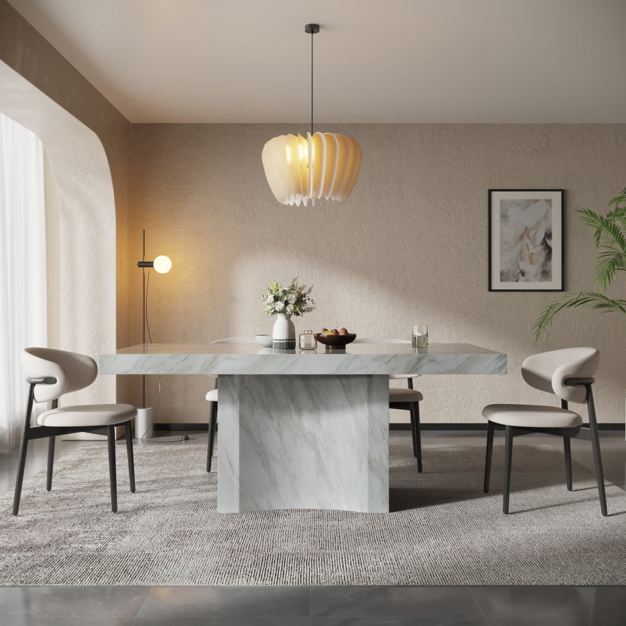 Table &agrave; manger marbre d'ing&eacute;nierie blanc