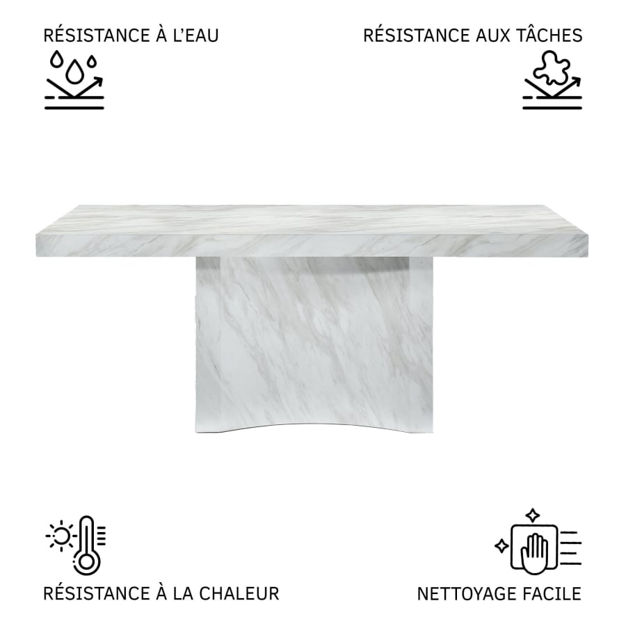 Table &agrave; manger marbre d'ing&eacute;nierie blanc