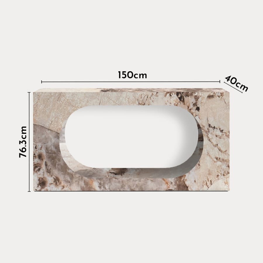 Console rectangulaire marbre d'ing&eacute;nierie beige et marron