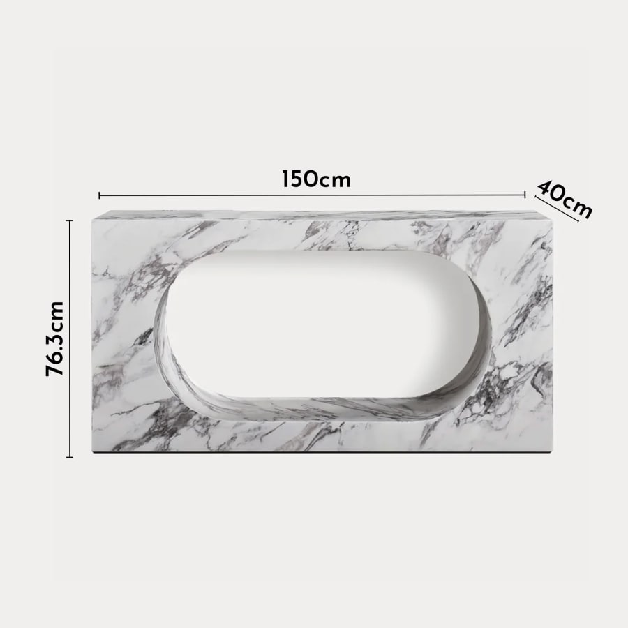 Console rectangulaire marbre d'ing&eacute;nierie blanc