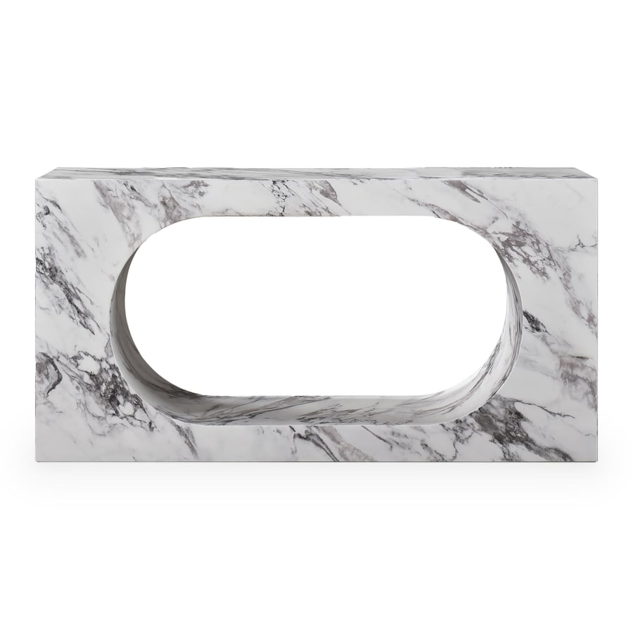 Console rectangulaire marbre d'ing&eacute;nierie blanc
