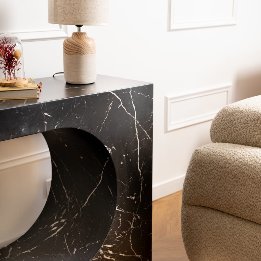 Console rectangulaire effet marbre noir