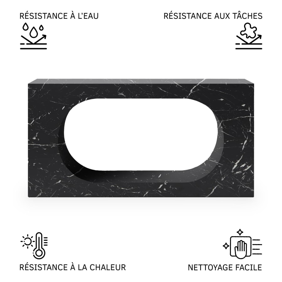 Console rectangulaire effet marbre noir