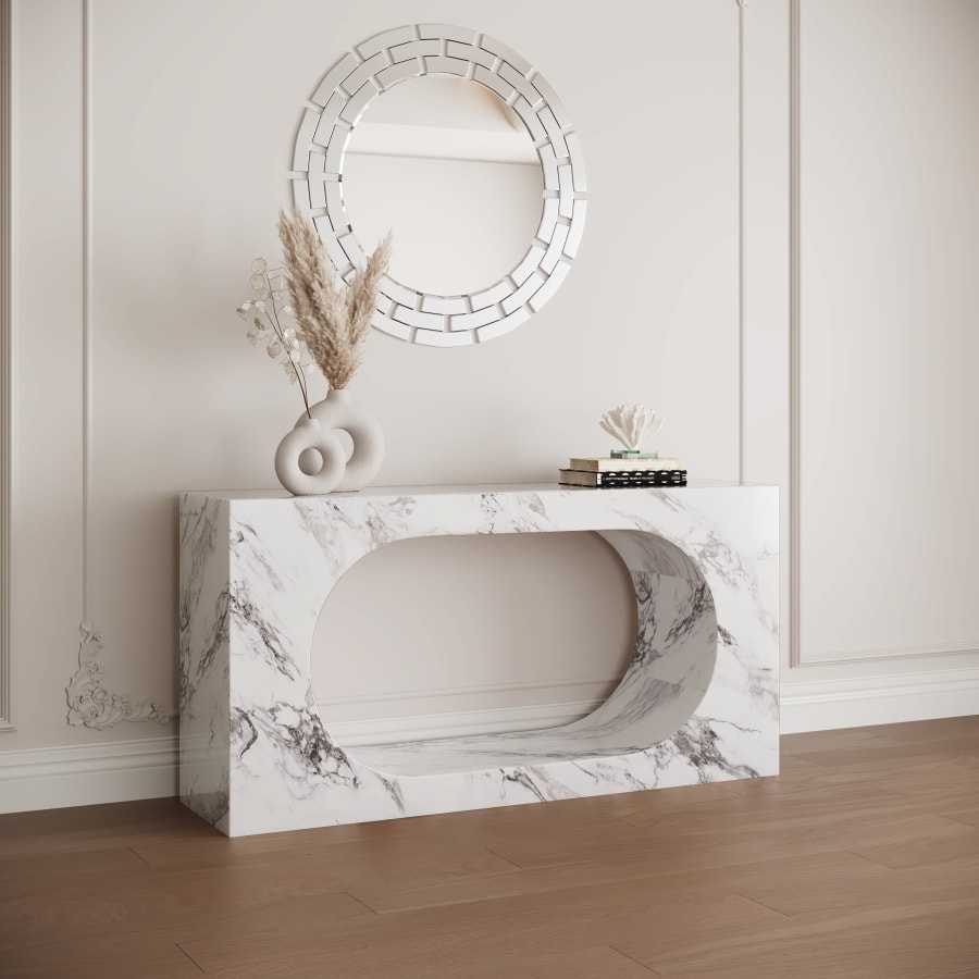 Console rectangulaire marbre d'ing&eacute;nierie blanc