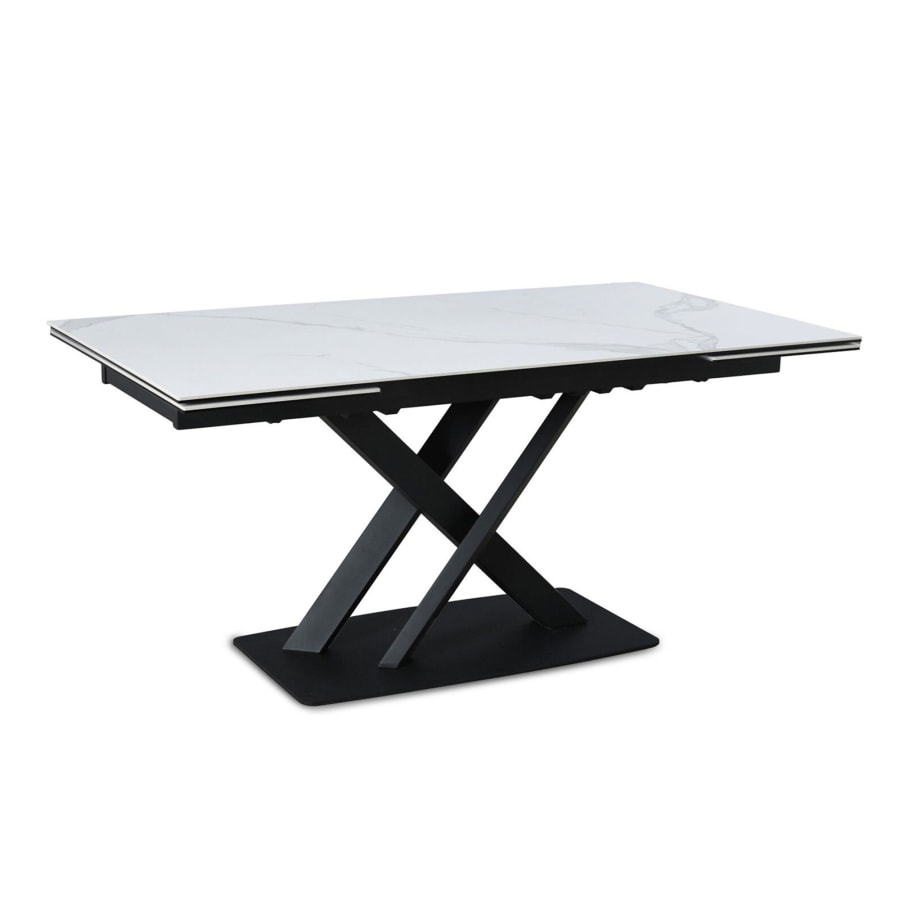 Table &agrave; manger extensible en c&eacute;ramique blanc