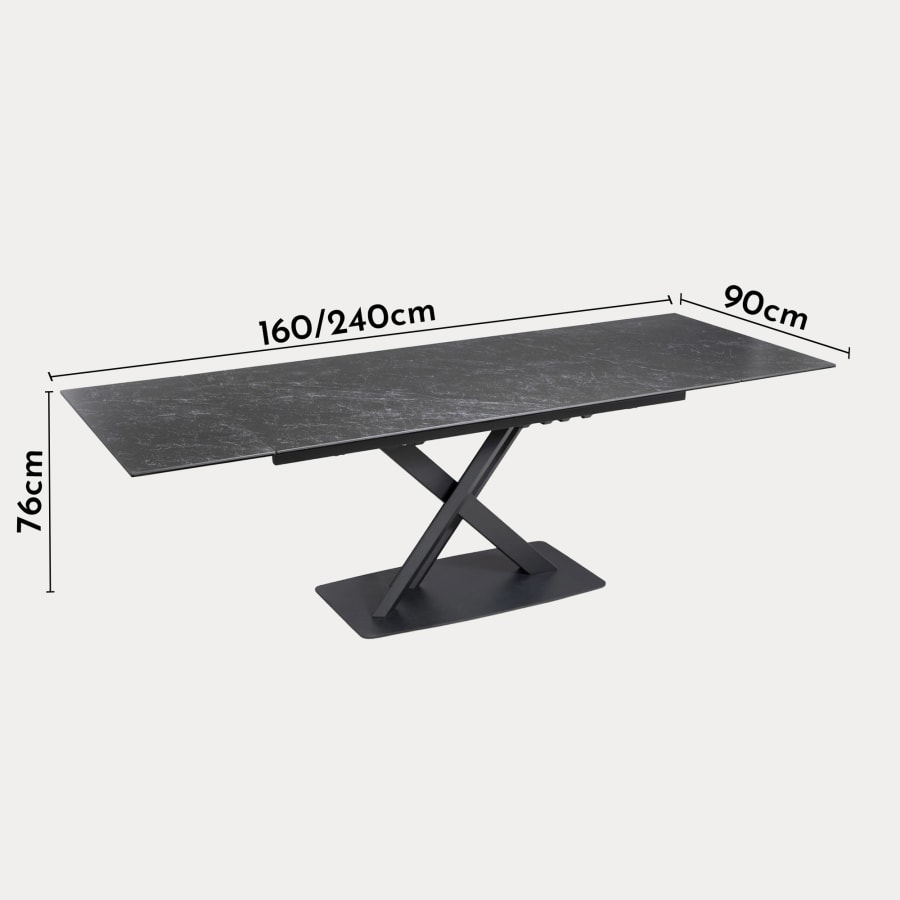Table &agrave; manger extensible en c&eacute;ramique noire