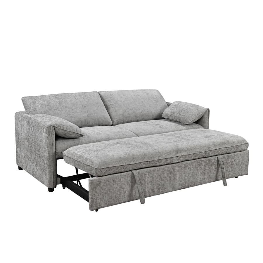 Canap&eacute; 3 places convertible en velours chin&eacute; gris