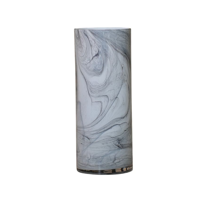 Vase en verre couleur marbre blanc et noir H30 cm