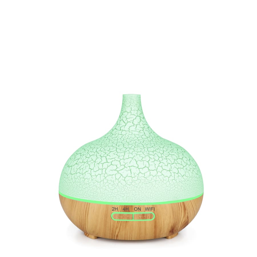 Diffuseur d'huiles essentielles &agrave; LED couleur bois et blanc