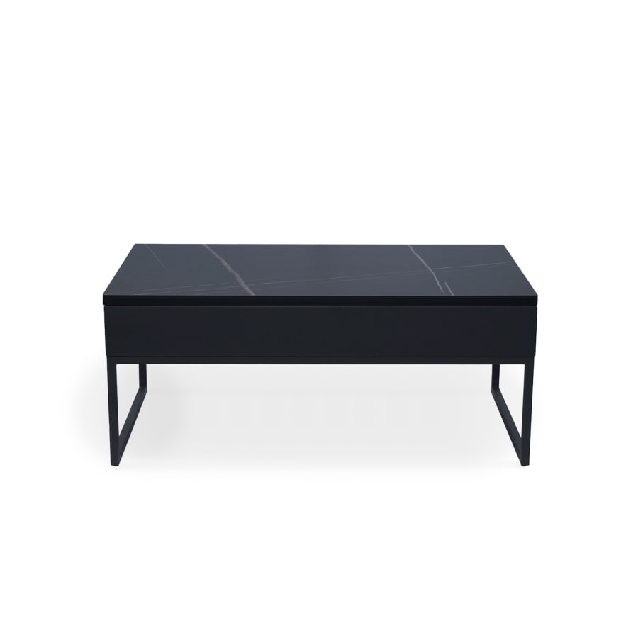 Table basse rectangulaire à plateau relevable avec rangement noir