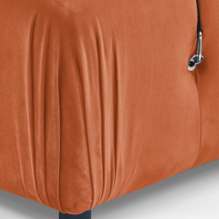 Canap&eacute; d'angle r&eacute;versible en velours orange