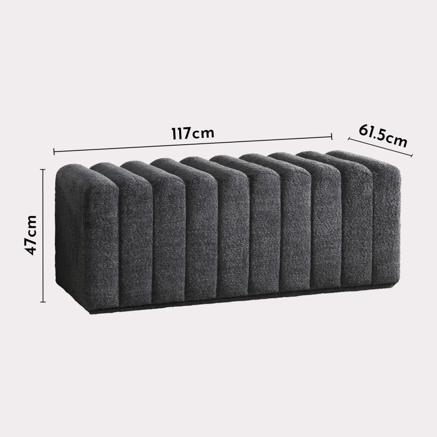 Banquette matelassée effet peau de mouton anthracite