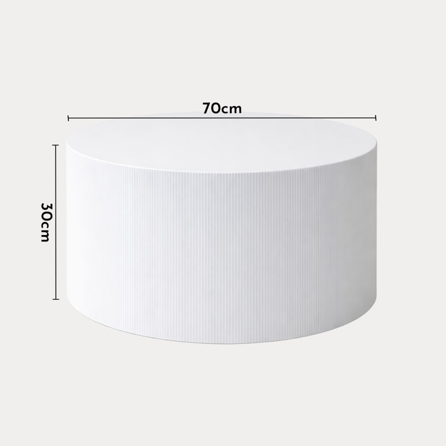 Table basse ronde en marbre d'ing&eacute;nierie blanc D70 cm
