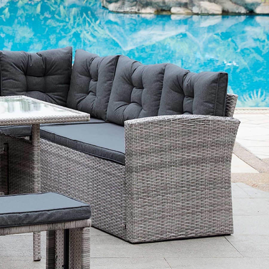 Salon de jardin canap&eacute; d'angle en r&eacute;sine tress&eacute;e 8 personnes
