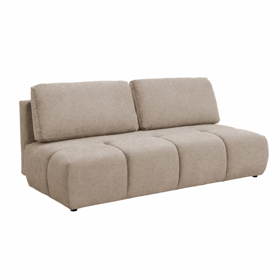 Canap&eacute; 3 places convertible avec coffre en tissu beige