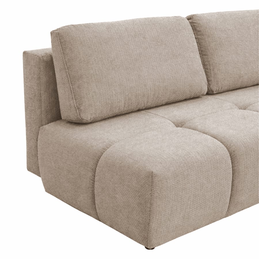 Canap&eacute; 3 places convertible avec coffre en tissu beige