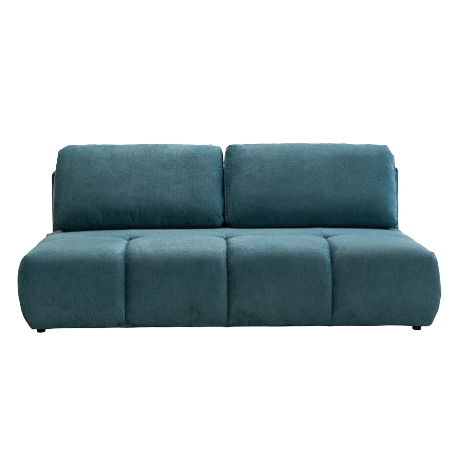 Canap&eacute; 3 places convertible avec coffre en tissu bleu