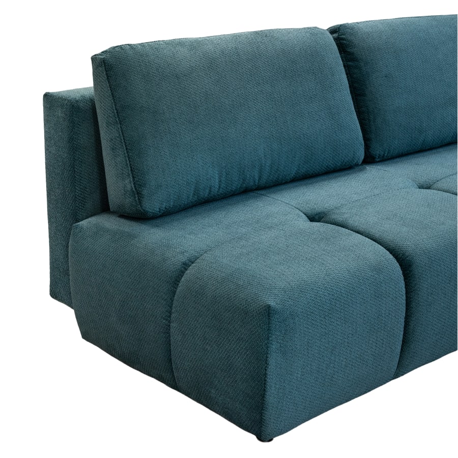 Canap&eacute; 3 places convertible avec coffre en tissu bleu