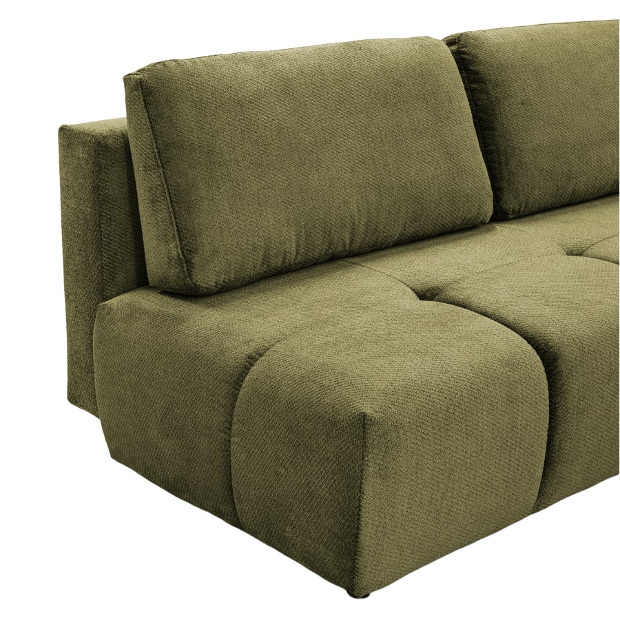 Canap&eacute; 3 places convertible avec coffre en tissu vert