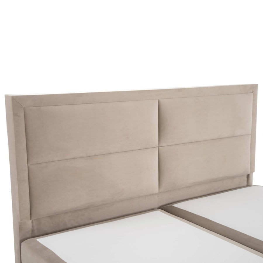 Lit boxspring 160x200 avec coffre de rangement en velours beige