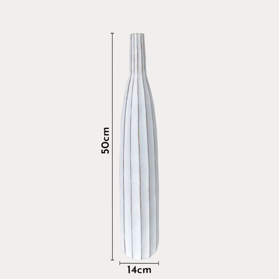 Vase soliflor en r&eacute;sine blanc H50 cm