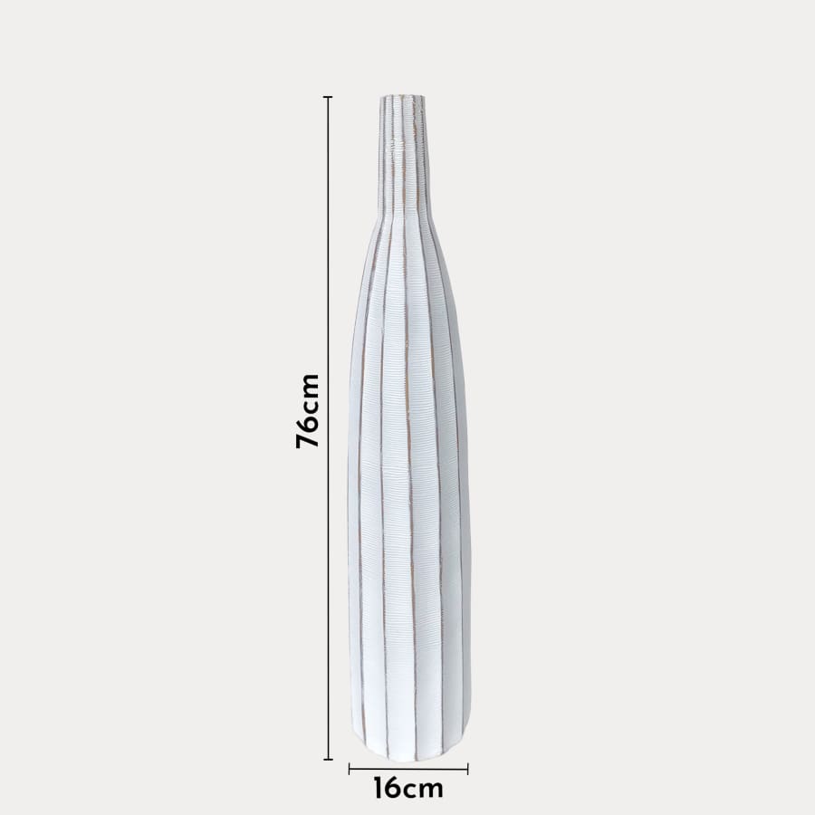 Vase soliflor en r&eacute;sine blanc H76 cm